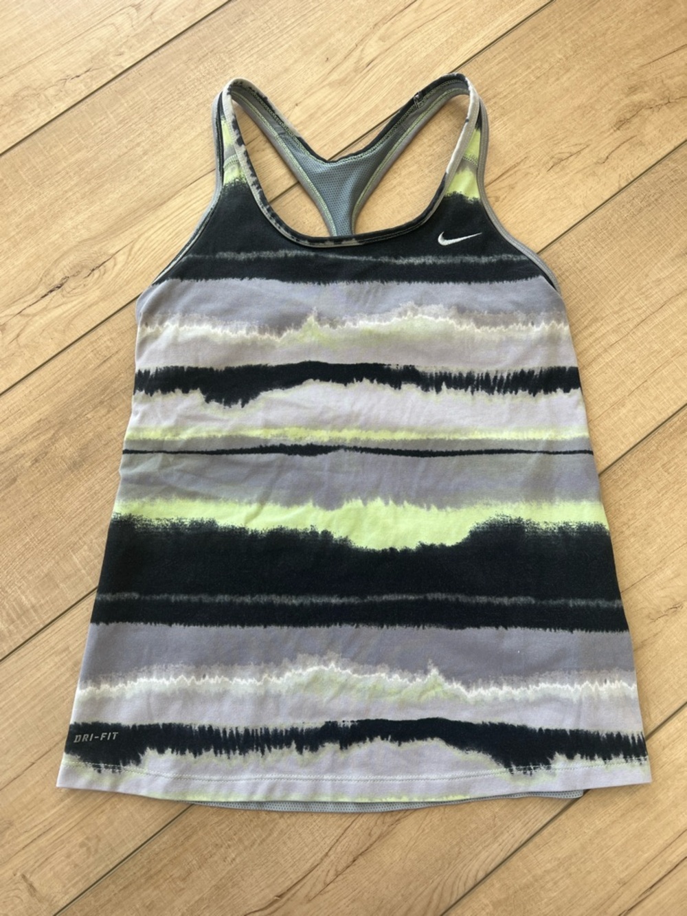 Nike Women’s Striped Racerback Dri-FIT Tank Top - Gray, Lime